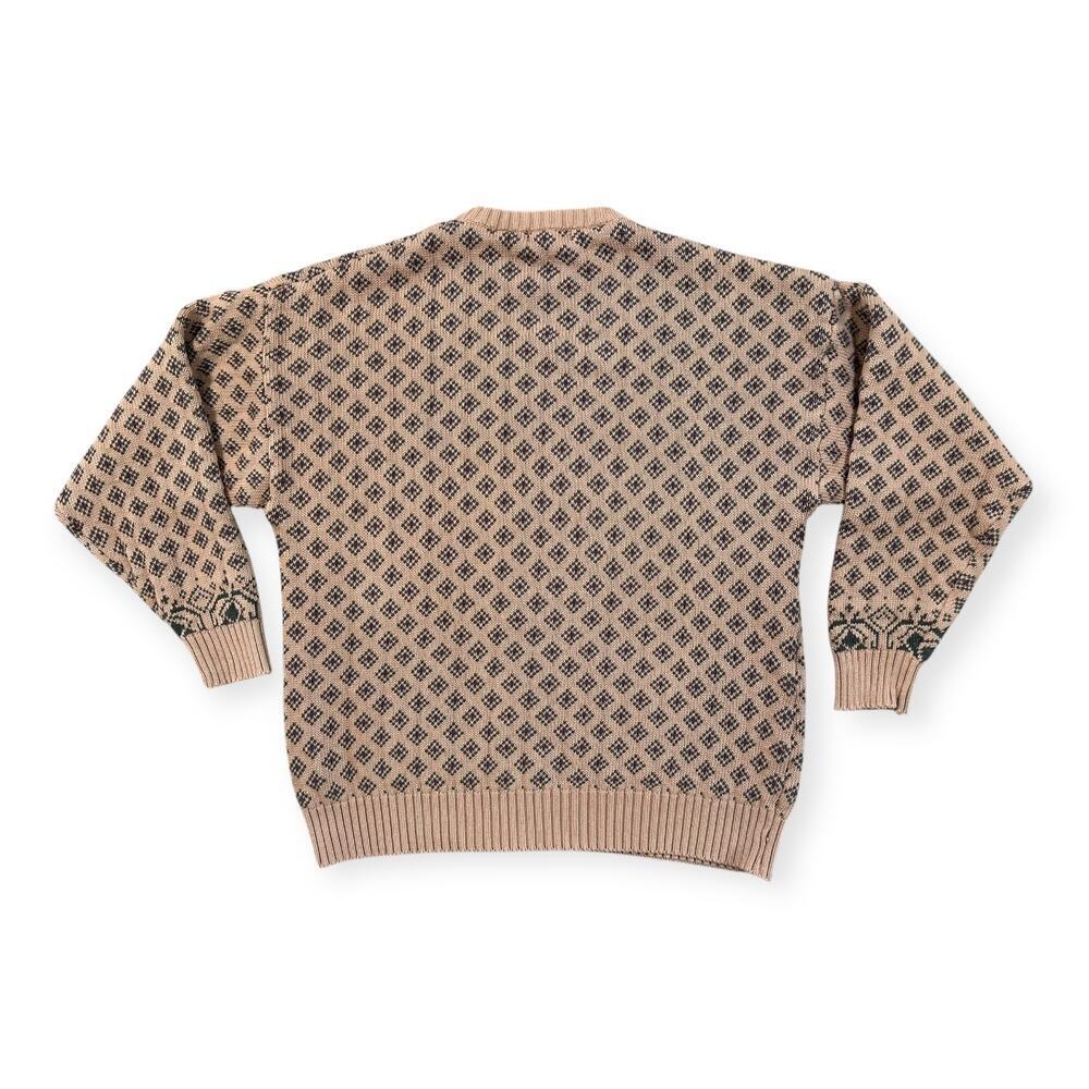 Vintage 90s Preppy Eddie Bauer Camel Diamond Patterned Sweater Men's XLT Grandpa - Picture 4 of 8